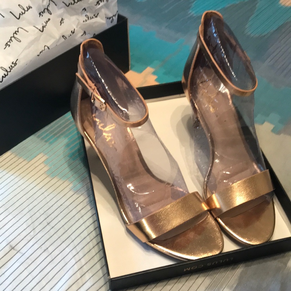 NWT Lulus Heels - Ankle Strap Rose Gold